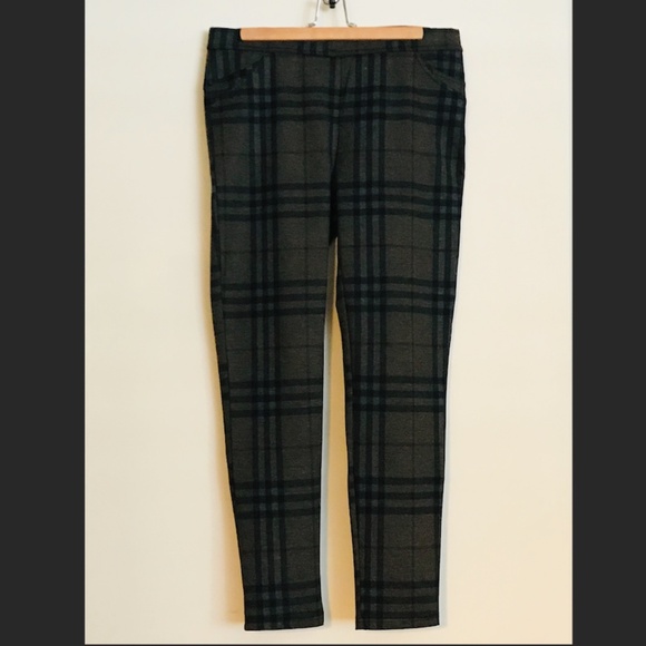 Sanctuary stretchable faux Burberry dark green plaid legging pants size XL - Picture 3 of 6